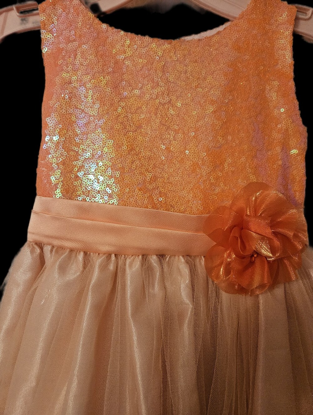 Ellie Kids Peach Sequin Party Dress - Picture 14 of 15